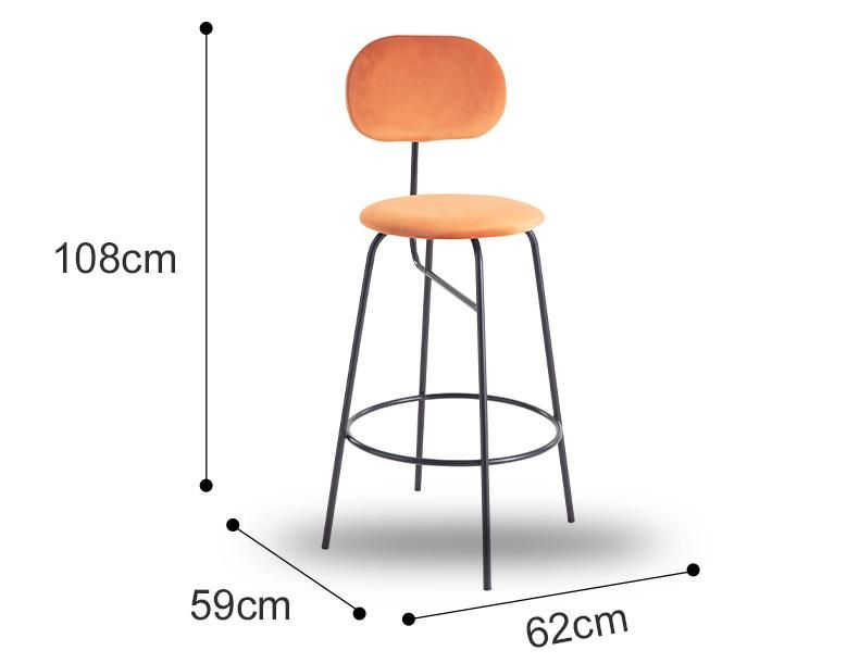 Hot Sale Metal Barstool Comfortable Fabric Barstool Wholesale Morden Metal Legs Bar Stool Chair