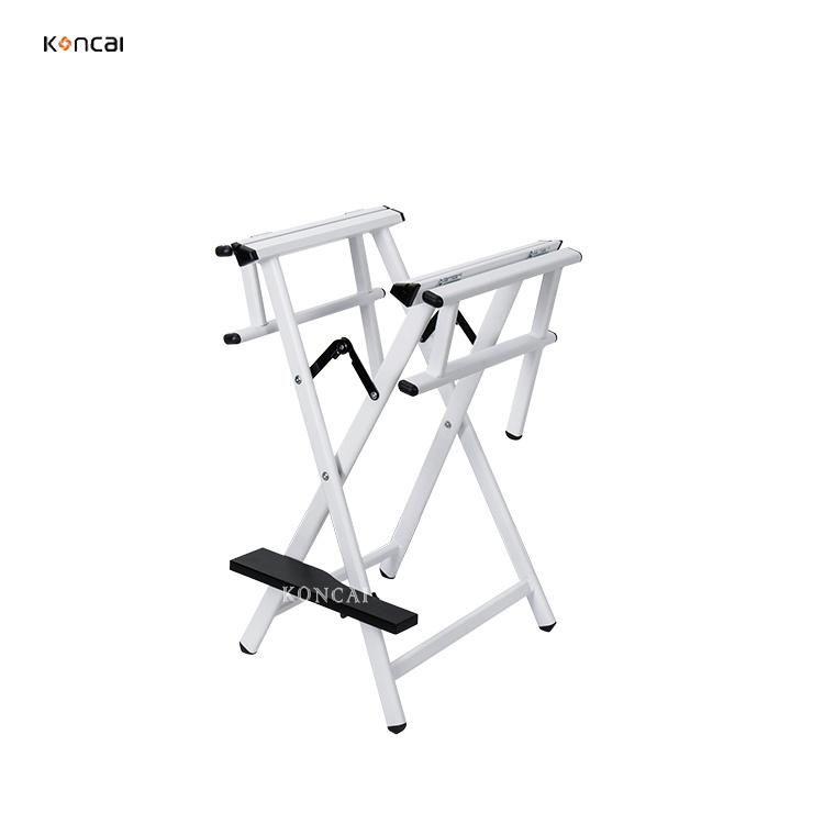 Koncai Professional Foldable White Aluminum Makeup Artist Director Chair with Headrest