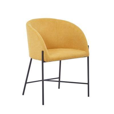 Nordic Style Arm Fabric Restaurant Gold Metal Leg Simple Dining Chair for Living Room