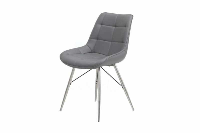 Manufacture PU or Fabric Leather Dining Chair Chrome Z Shape Dinig Chair