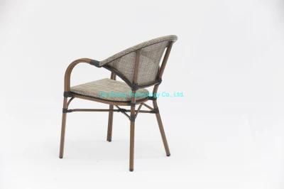 High Quality Outdoor Furniture Waterproof Patio Bar Stackable Rattan Wicker Garden Cane Alumium PE Wicker Dining Chair