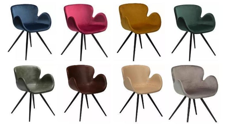 Hotel Coffee Fabric Surface Metal Legs Dining Chair