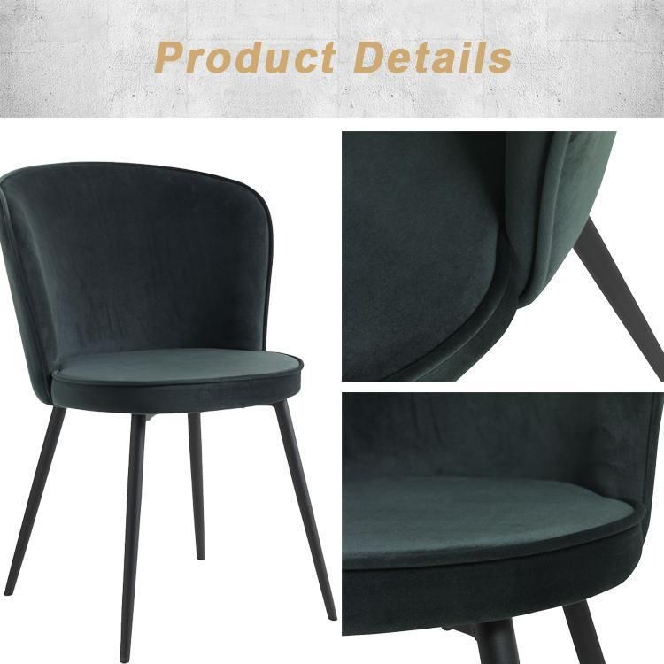 Nordic Modern Home Living Room Hotel Furniture Velvet Fabric Metal Banquet Dining Chair