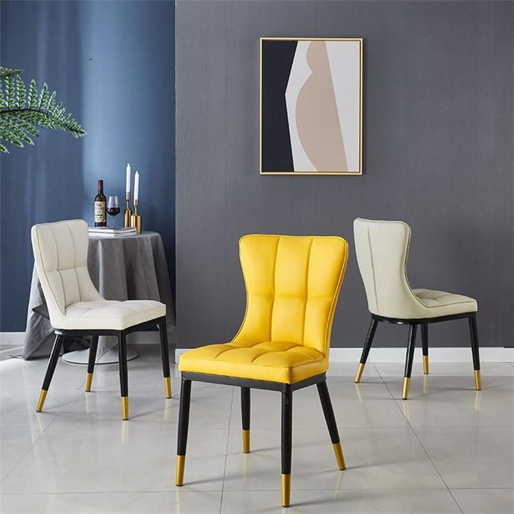 Nordic Leather Light Luxury Dining Chair Modern Hotel Stainless Steel Leg Velvet Fabric Restaurant Chair