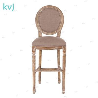 Kvj-7144 Wooden Upholstery Louis Bar Stool