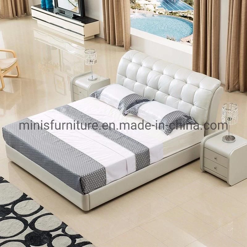 (MN-MB73) Hotel/Home Bedroom Furniture Comfortable White Fabric Double Bed