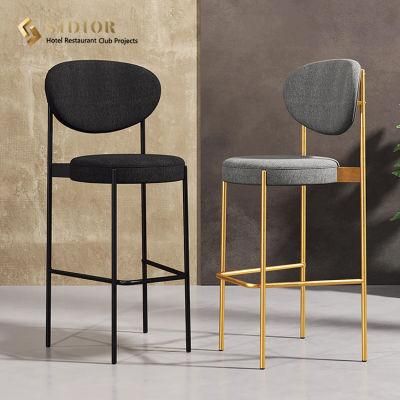 Modern Restaurant Furniture Black PU Leather Ash Wood Frame L Bar Stool Chair