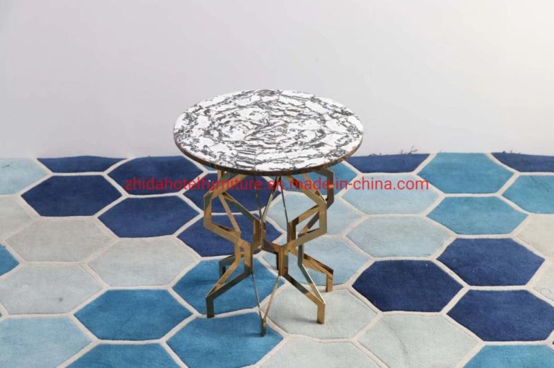 High Quality Coffee Round Marble Dining Table with 304 Stainless Steel Legs