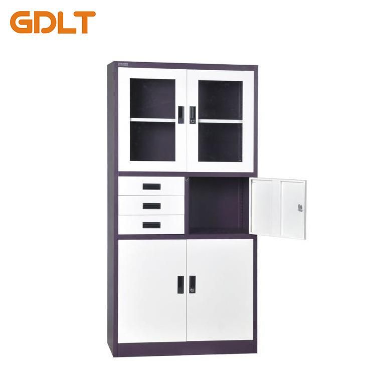 Three Drawers Glass Steel Doors Put Books Put Safe Steel Cabinet