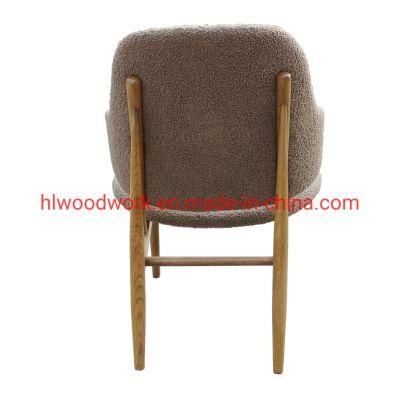 Magnate Chair Brown Teddy Velvet Solid Wood Teddy Velvet Dining Chair Wooden Chair Lounge Sofa Coffee Shope Arm Chair Living Room Sofa