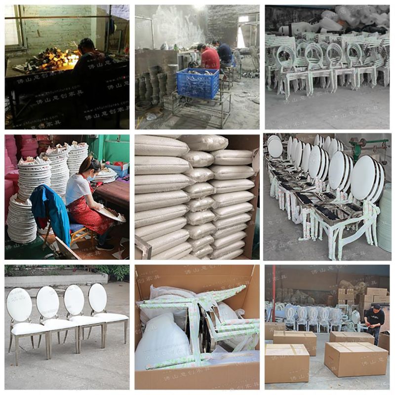 Ycx-Ss52 New Design Stainless Steel Oval Back White Wedding Chairs