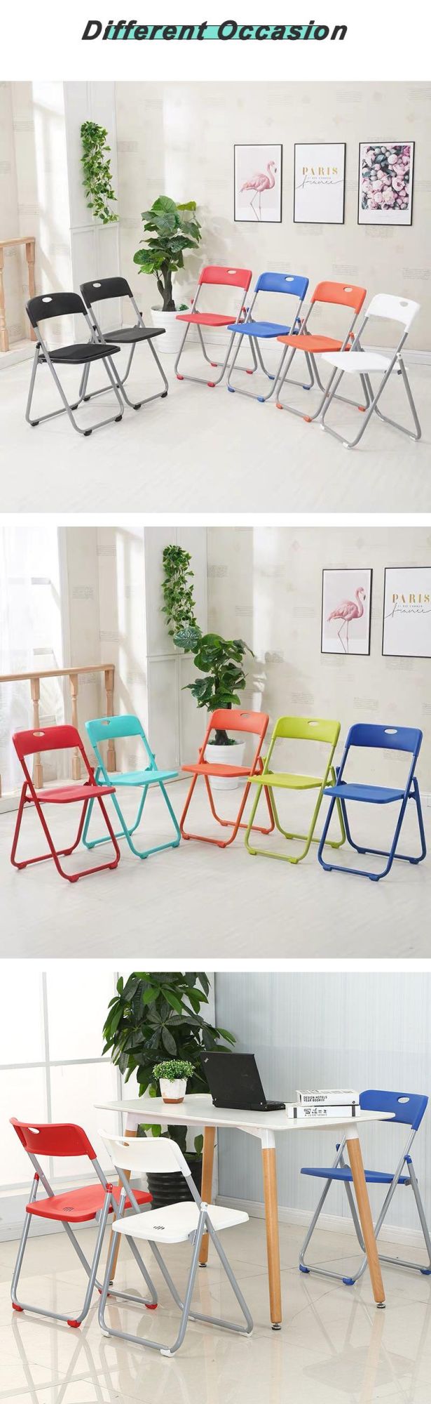 Home Outdoor Garden Furniture Colorful Plastic Camping Fish Folding Chair for Banquet/Wedding