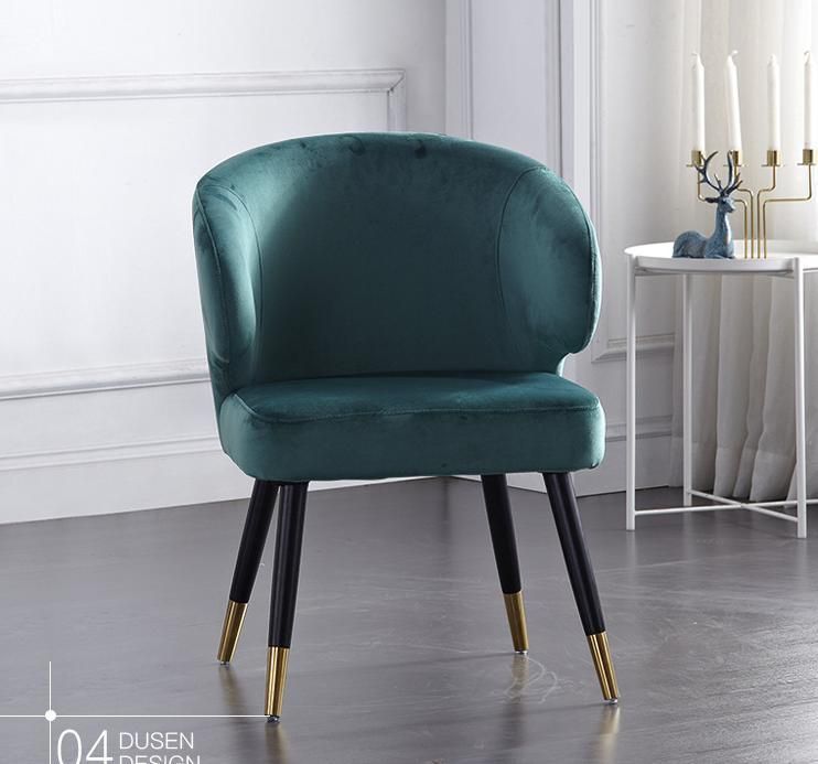 Modern Velvet Fabric Upholstered Metal Gold Leg Dining Chair Ottoman Chairs