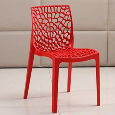 Industrial Garden Event Chair with Cool Hollow Back Plastic Dining Set with Stackable Chairs for Restaurant