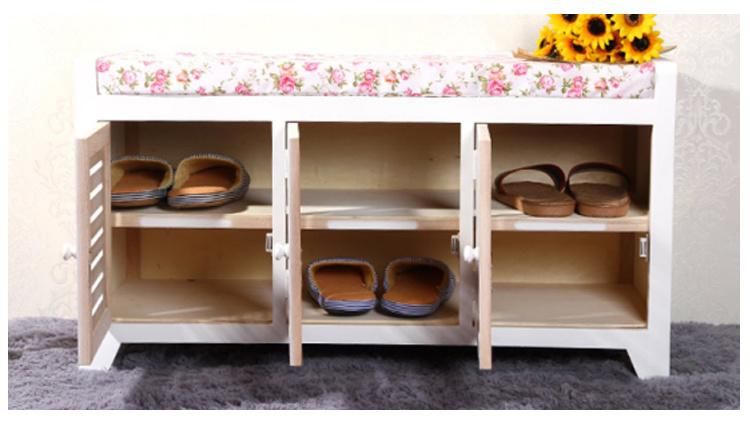 Fabric Upholstery Cabinet Shoes Changing Seat, Wooden Bench