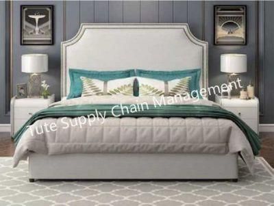 Simple Cotton and Linen Fabric Fashion Bedroom Double Bed