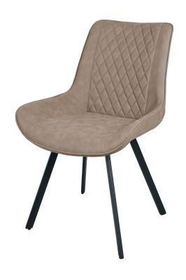 Modern Popular Dining Room Style Coffee Shop Furniture Fabric PU Leather Chairs Dining Chairs with Metal Legs