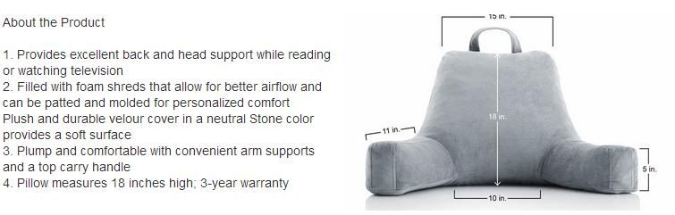 Twill Navy Bedrest Reading Arm Pillow Back Support Bed Rest Pillow