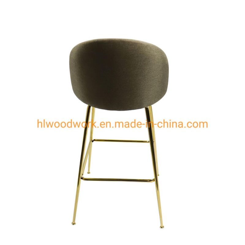 Performance Easy Clean Fabric Bar Stools Counter Bar Table Metal Legs Simple Style Modern Europe Boucle Bar Chair Golden Legs Barstool Barchair