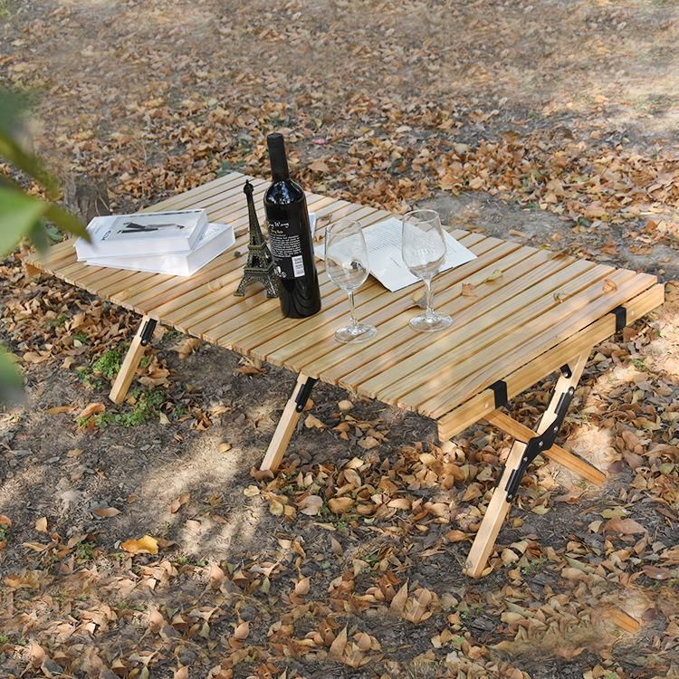 Outdoor Portable Wooden Table Folding Picnic Table Foldable Beach Table