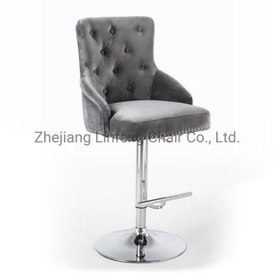 Club Bar Stool Furniture Modern Velvet Rich Cover Metal Frame Living Fabric Chair