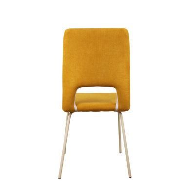 Hot Sale Home Furniture Modern Style Linen Chair Eco-Friendly Yellow Fabric Dining Chair