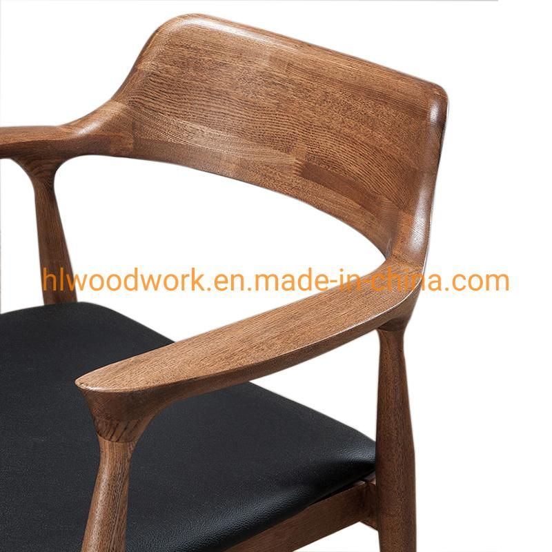 Modern Design Furniture Chair Dining Chair Oak Wood Walnut Color Black PU Cushion Chair Wooden Chair Furniture Living Room Furniture Dining Chair