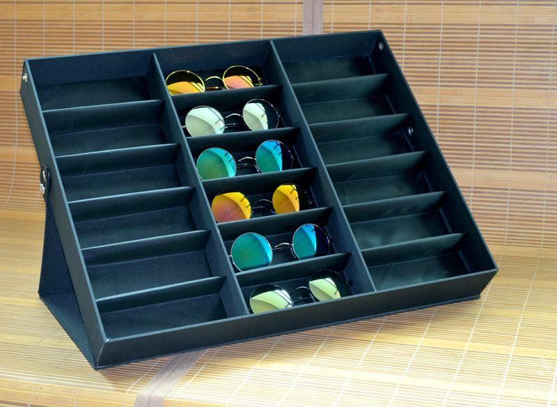 18 Piece Sunglass Eyewear Glasses Display Tray Case Stand