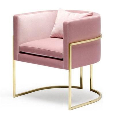 Designer Home Living Room Furniture Luxury Pink Fabric Meeting Dining Lounge Accent Hotel Sofa Velvet Arm Chair