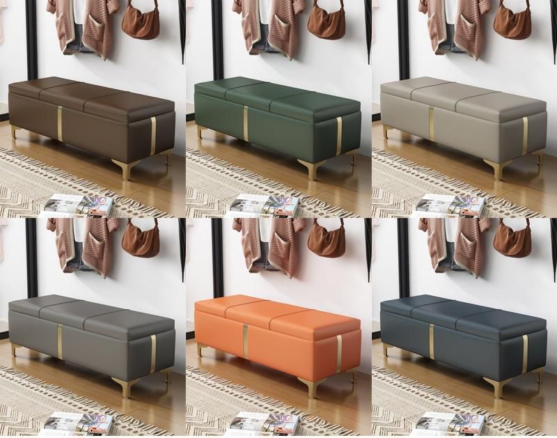 Luxury Modern PU Leather Upholstered Entryway Bed Ottoman Bench for Living Room