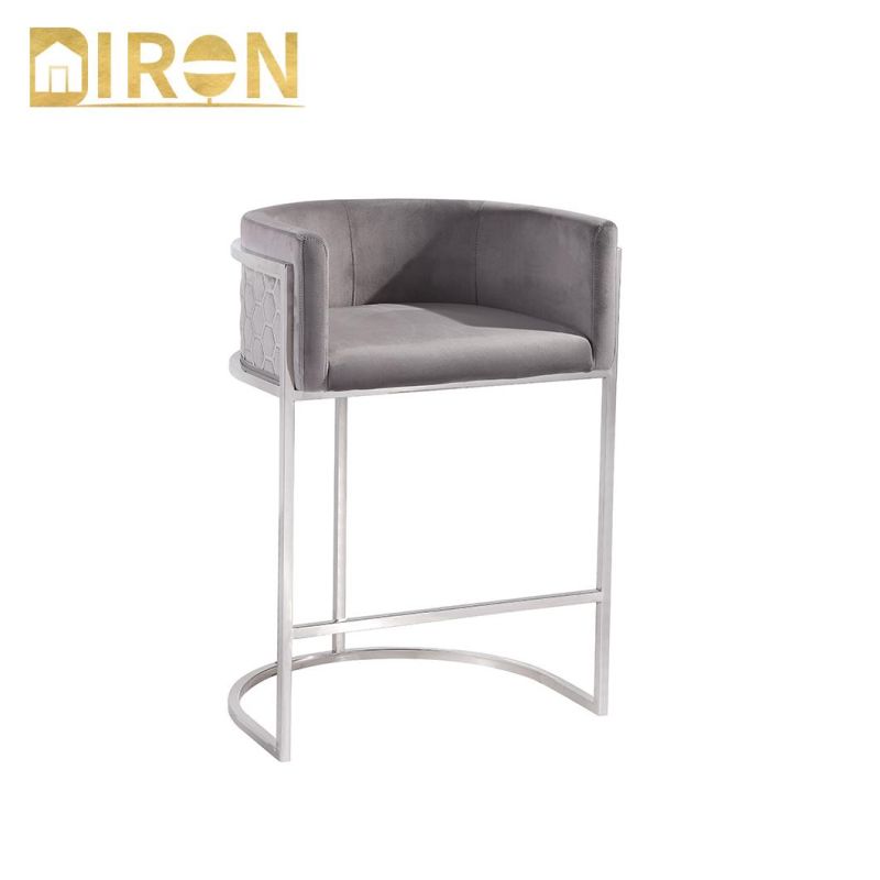 Wholesale Modern Home Dining Furniture Metal Legs Upholstered Velvet Dining Bar Chairs