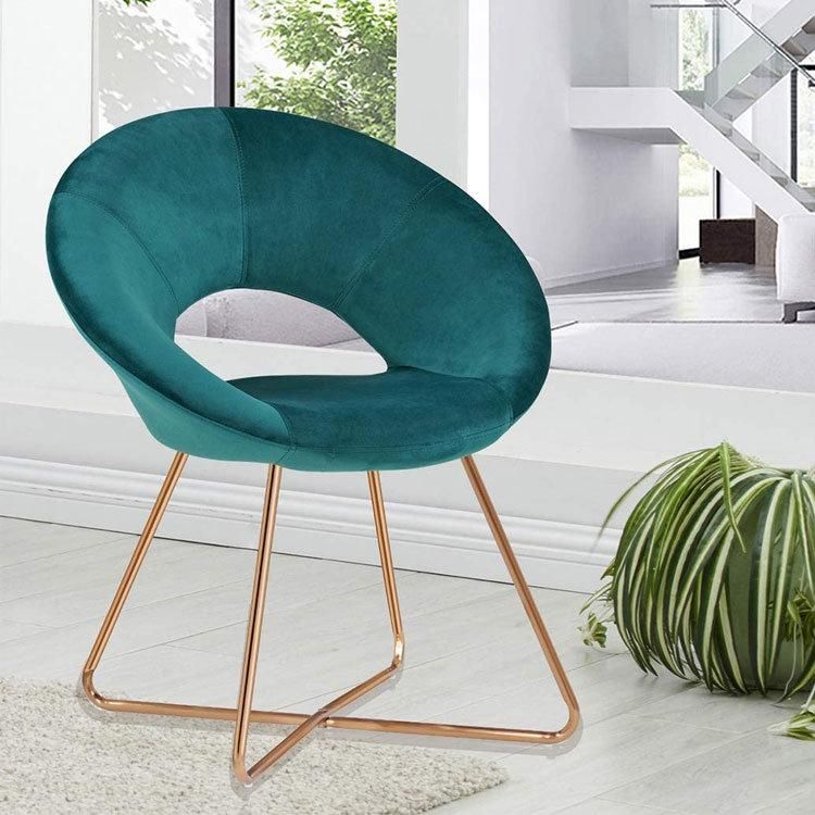 Luxury European Designed Velvet Dining Chair Italian Fashionable Living Room Fabric Leisure Armchair