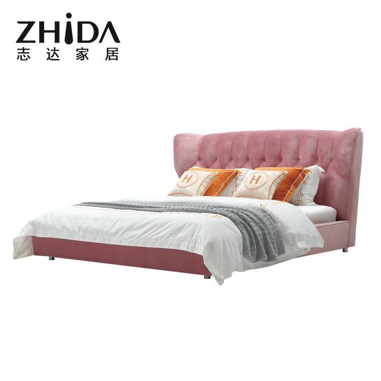 Italian Style Luxury Botton Headboard Genuine Leather Bed Modern Classic Upholsteryfabric Beds Hot Sale Bed Room Furniture Set