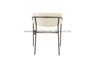 Hot Sales Modern Nordic Europe Upholstery Black Metal Legs Velvet Dining Chair