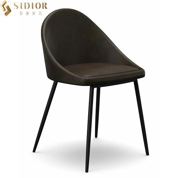 Brown PU Leather Ultra Modern Dining Chairs of 4 Armless