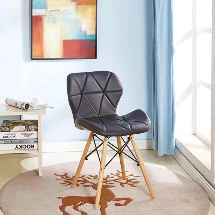 Nordic Furniture Leisure Chair with Wooden Leg Bedroom Lounge Chair PU Leather Dsw Dining Chair