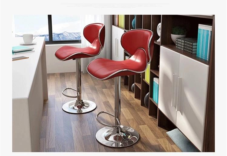 Modern Fabric Lifting 360 Swivel Barstool Faux Leather Overstuffed Comfortable Bar Chair with Metal Base