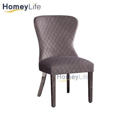 Wholesale Home Furniture Modern Hotel Restaurant Furniture Chairs Stainless Steel Frame Velvet Dining Chair