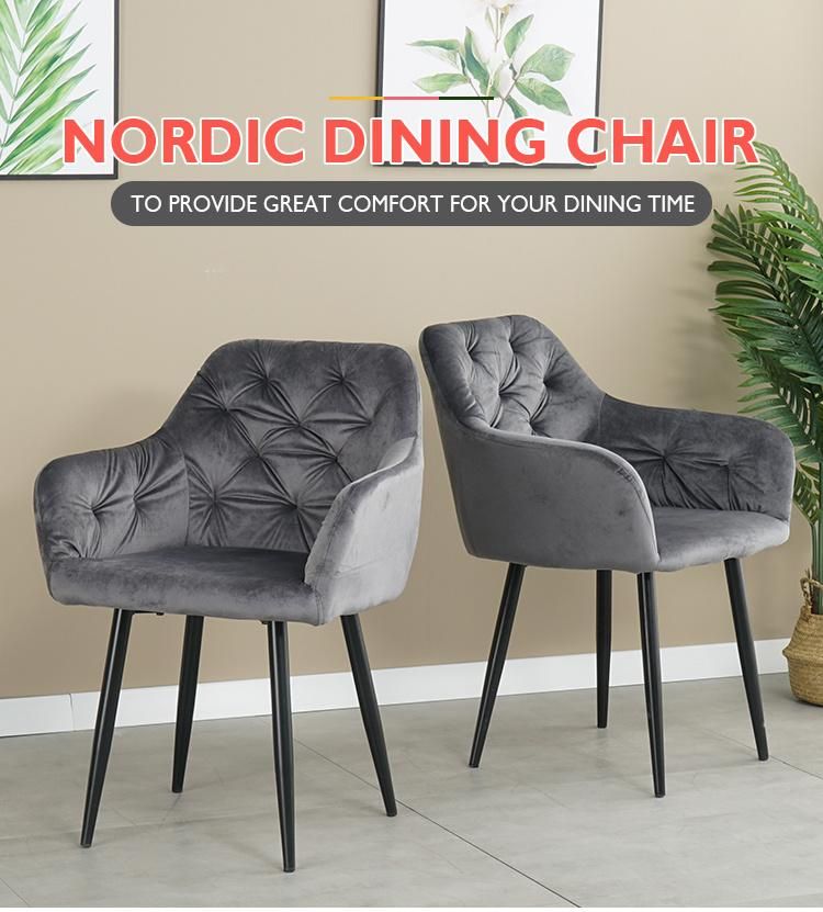 New Arrival Metal Legs Restaurant Fabric Upholster Dining Chair for Hotel Restaurant Home