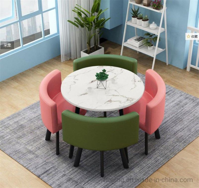 Modern Luxury Small Volume Leather Coffee Shop Metal Hotel Banquet Dining Event Wedding Home Room Party Cafe Leisure Table Chair Restaurants Furniture Set