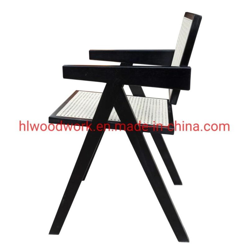 Naturral Rattan Chair with Black Color Ash Wood Frame K Style Dining Chair Leisure Chair Hotel Chair