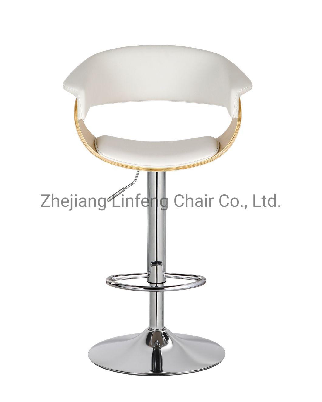 Modern Bar High Chair Super Low Back Shaped Wooden Seat Bar Stool