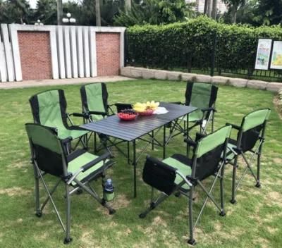 One Table Six Chairs Outdoor Portable Folding Table Beach Chair Leisure Seat Outdoor Camping Lounge Chair Seven Piece Set