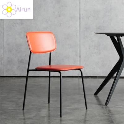 Nordic Modern Minimalist Home Backrest Restaurant Hotel Leather European Style Light Luxury Dining Chair