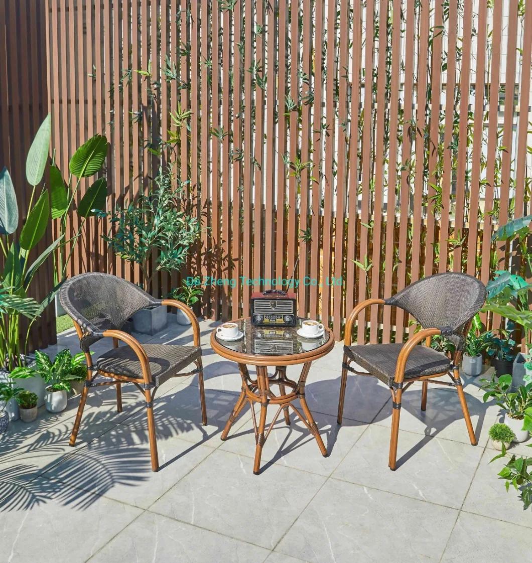 High Quality Outdoor Furniture Waterproof Patio Bar Stackable Rattan Wicker Garden Cane Alumium PE Wicker Dining Chair