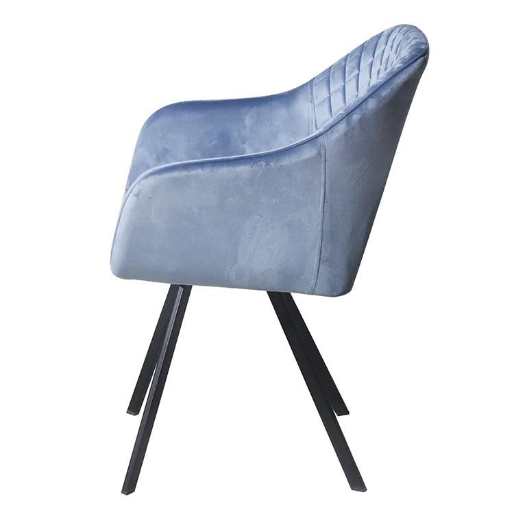 New Design Wholesale Modern Home Furniture Living Room European Metal Legs Dining Chair with Optional Colors Velvet Fabric