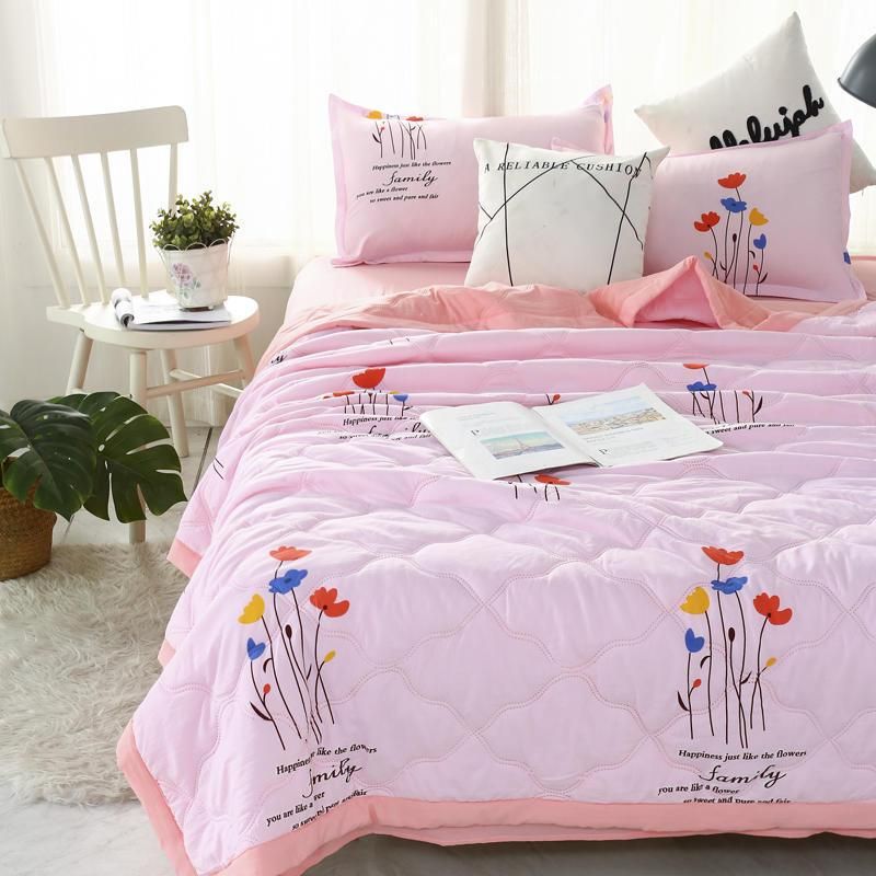 New Product Wholesale 100% Cotton Fabric Home Textiles Ultrasonic Bed Cover Thin Summer Bed Quilt