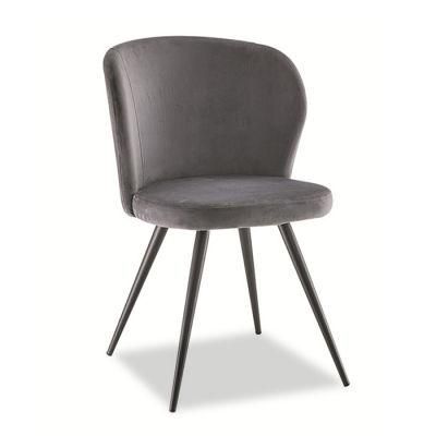 Nordic Modern Home Living Room Hotel Furniture Velvet Fabric Metal Banquet Dining Chair