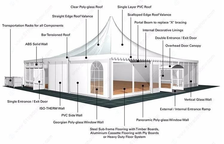 Aluminum PVC Fabric Cover Outdoor Wedding Event Gazebo Pagoda Tent