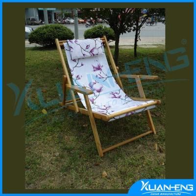 Vintage Folding Wood &amp; Canvas Beach Chair